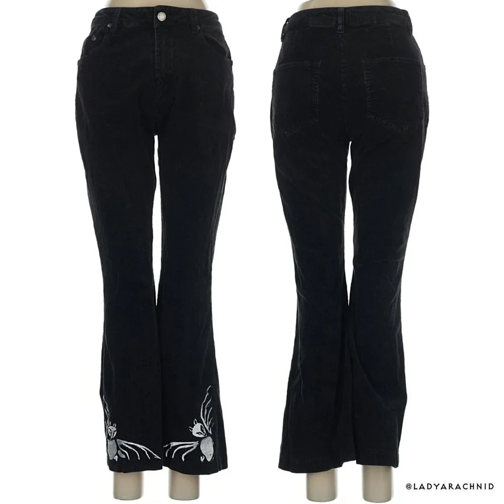 DISTURBIA Pipistrelle gothic flared bat corduroy pants US6 - Picture 5 of 10